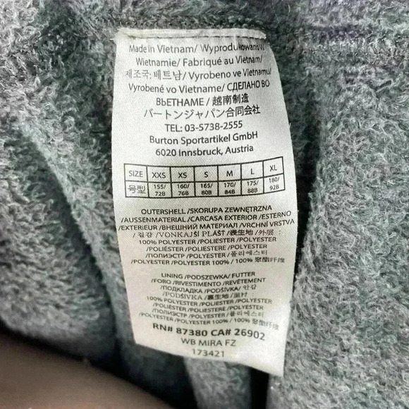 Burton Dry Ride Mira Monkey Fleece Jacket Gray Soft Ski Snowboarding Size Large - Picture 6 of 6